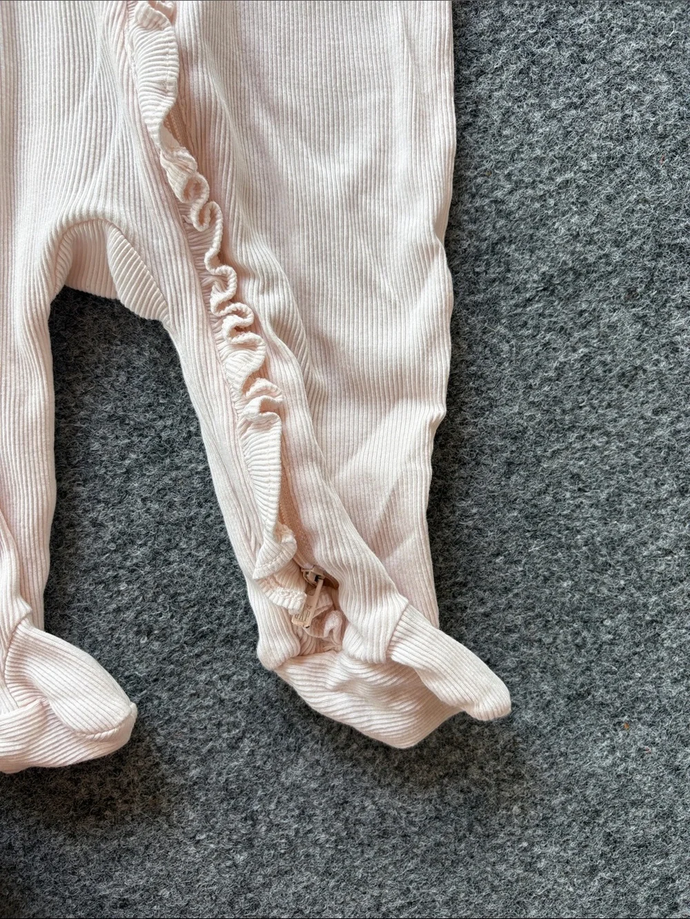 GAP Light Pink Ruffle-Trim Footed One-Piece - Zipped - Size 3 to 6 months